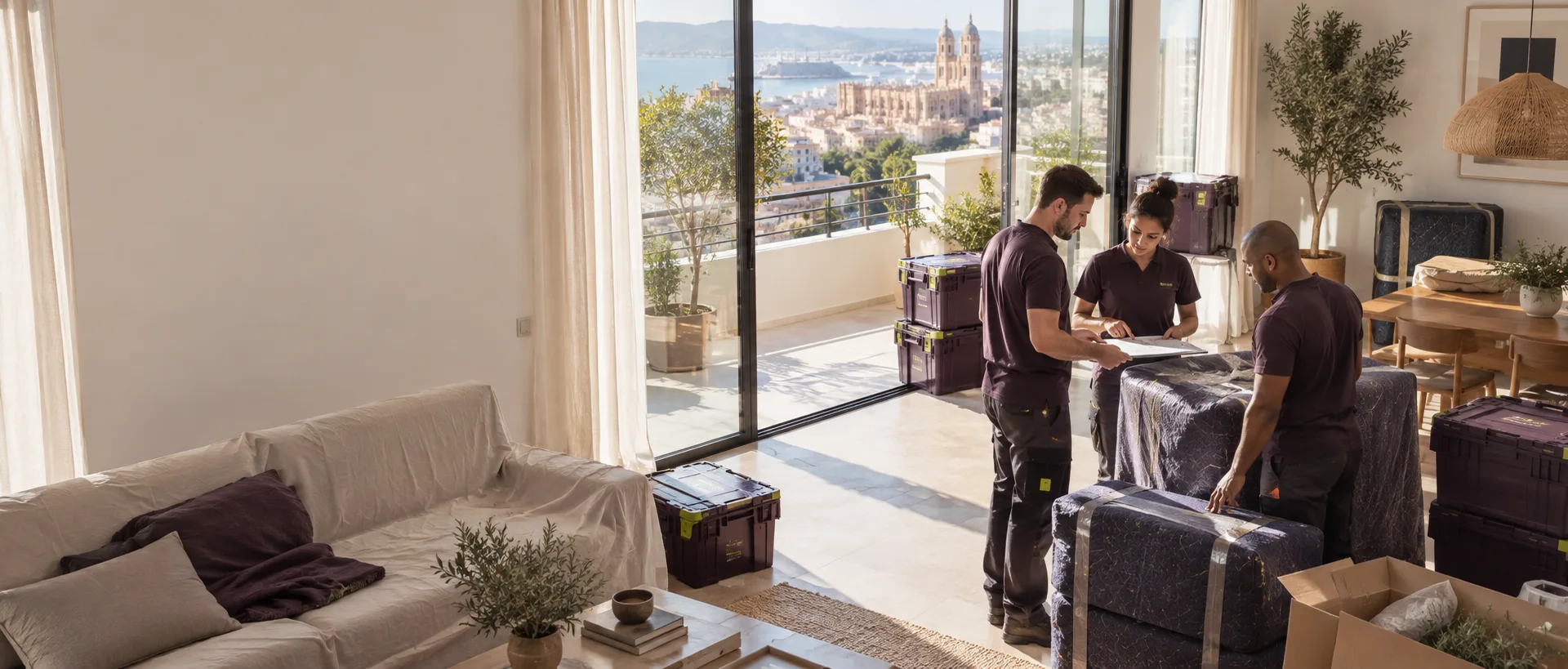 Equipo profesional coordinando una mudanza en una vivienda de Málaga