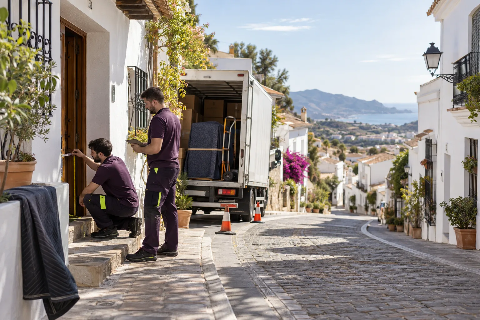 Equipo revisando el acceso de una vivienda en un municipio de Málaga